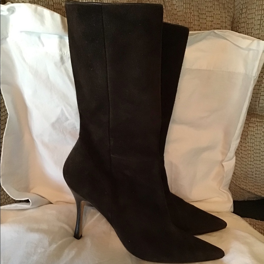 Manolo Blahnik suede heeled boots